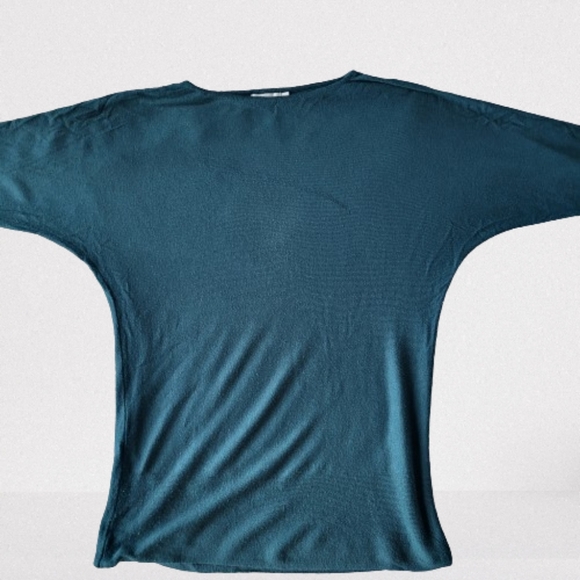 Reitmans Turquoise Partly Off Shoulder Blouse Sinching - Picture 2 of 4